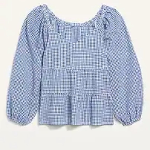 Tiered Seersucker Long-Sleeve Swing Top for Women size S NWTO - Picture 11 of 14